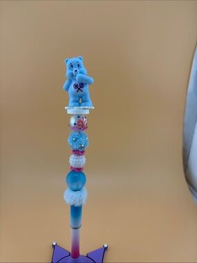 Blue Care Bear Beaded Pen